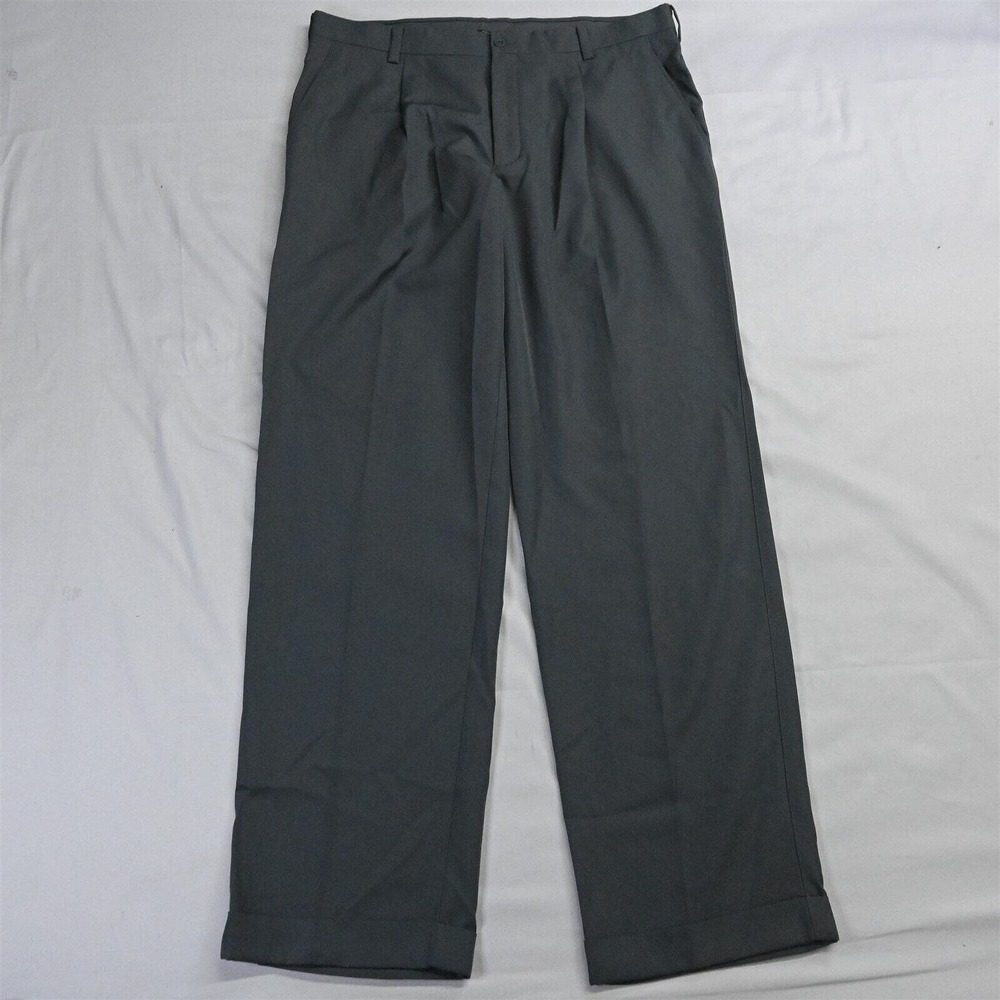 Nike Golf 36 x 34 Gray Dri Fit 391965 Pleated Cuffed Dress‎ Pants